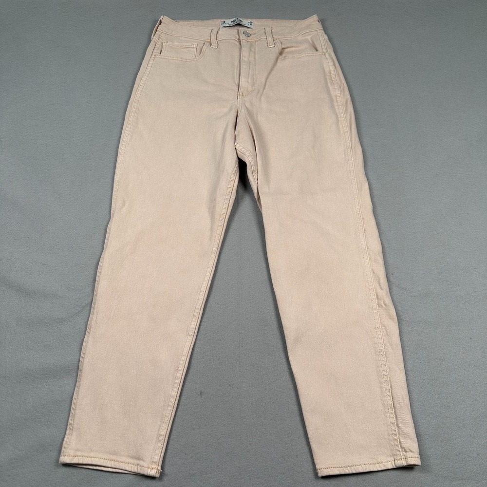 Hollister Curvy High Rise Mom Jean Womens 11R 30x27 Straight Denim Light‎ Pink